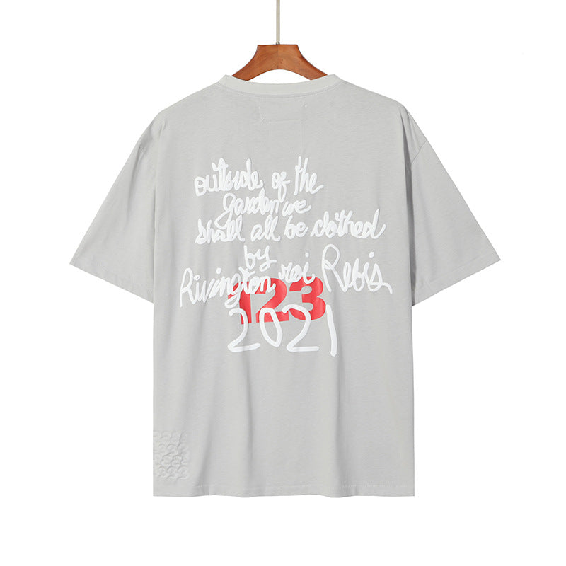 RRR123 T-shirt Embossed loose T-shirt